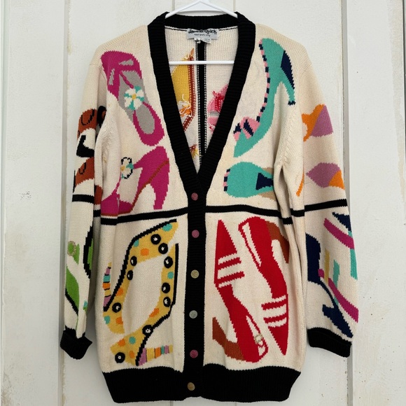 Sweaters - Quirky Vintage Cardigan w/3D details, Sz Med, 100% cotton